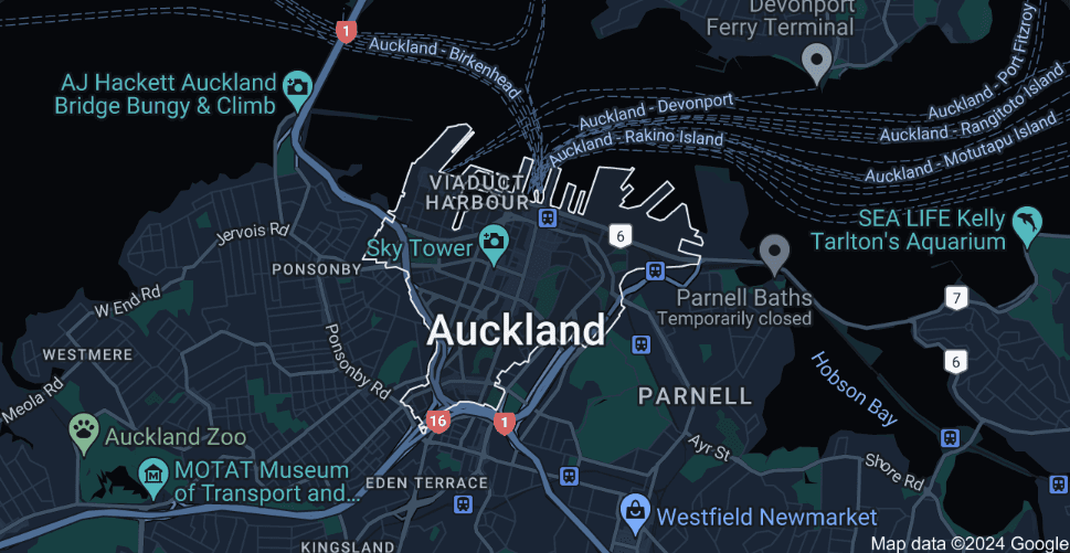 Map of Auckland, New Zealand